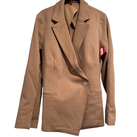 SPANX PERFECT ASYMMETRIC TAILORED BLAZER Jacket in toffee color. NWT size L - Picture 5 of 9